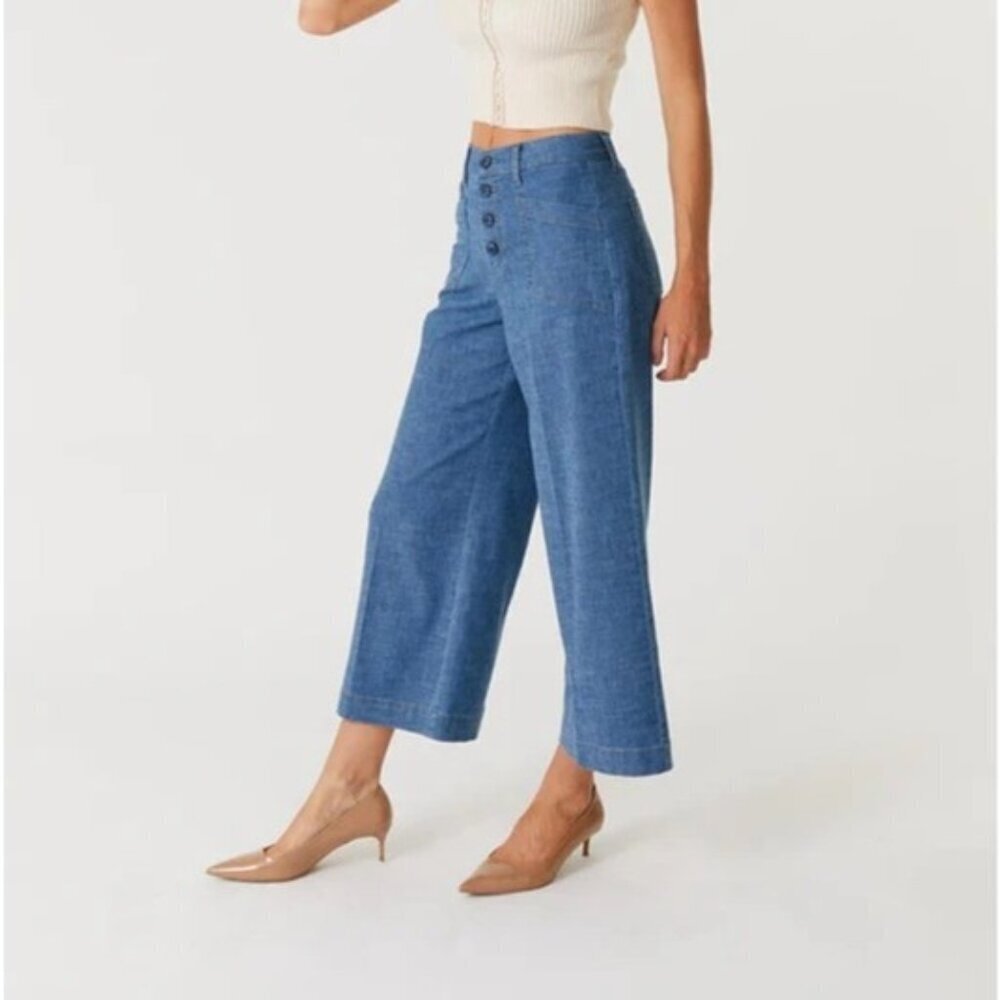 Hollister High-Waisted Wide-Leg Culottes JEans Size Medium Women